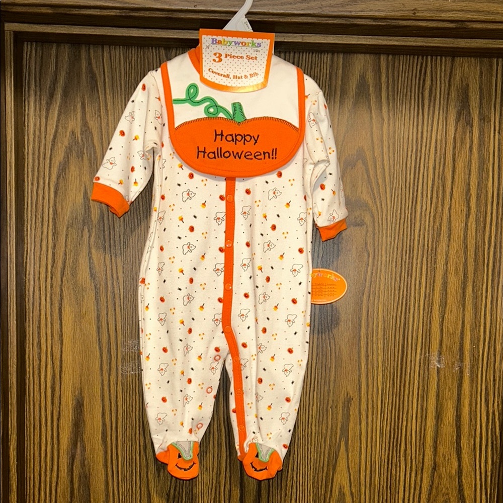 Orange and White Pumpkin Halloween Costume Sleeper